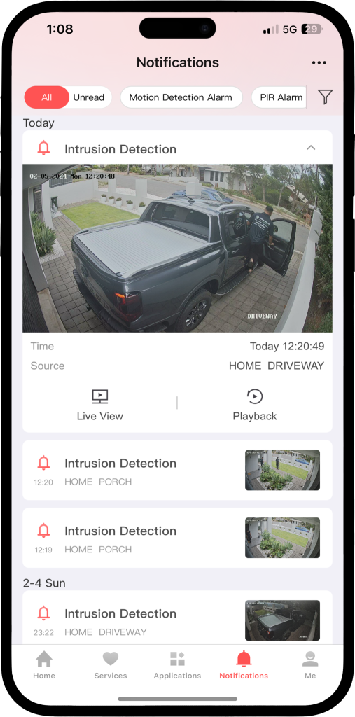CCTV Video Alerts App Preview